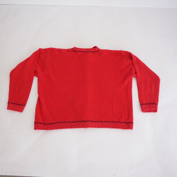 Vintage Karen Scott II Red Beaded Embroidered Cardigan Holiday Grandmacore 3X - Picture 10 of 10